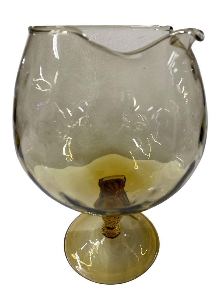 MCM 1960's Italian Empoli Diamond Optic Amber Glass