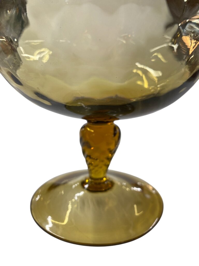 MCM 1960's Italian Empoli Diamond Optic Amber Glass