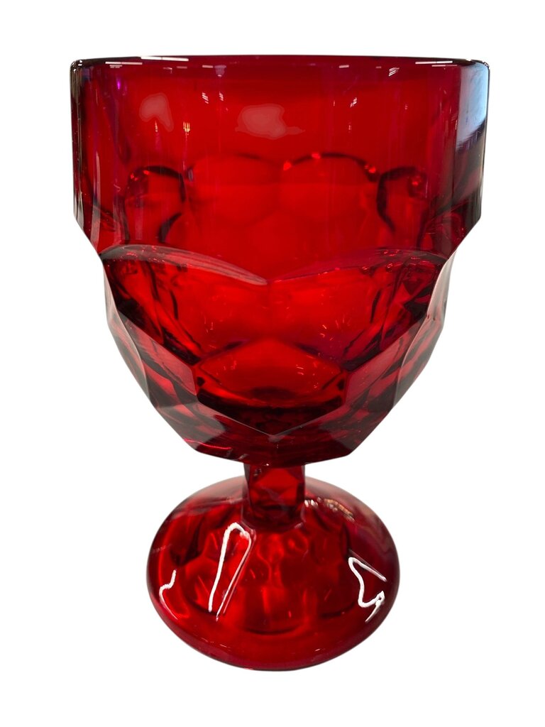 MCM Viking Georgian Ruby Red Honeycomb Pitcher and 4 Glasses