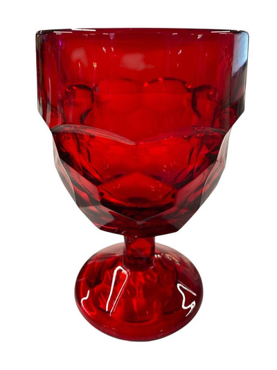 MCM Viking Georgian Ruby Red Honeycomb Pitcher and 4 Glasses