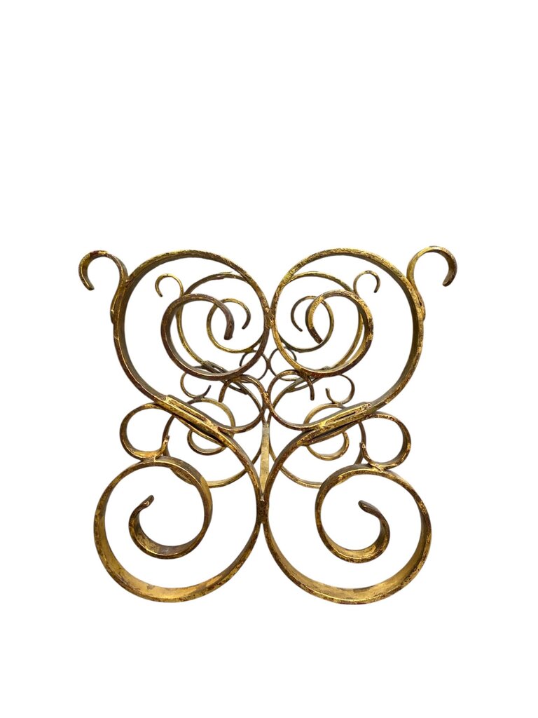 Hollywood Regency Gilt Glass and Iron Side Table