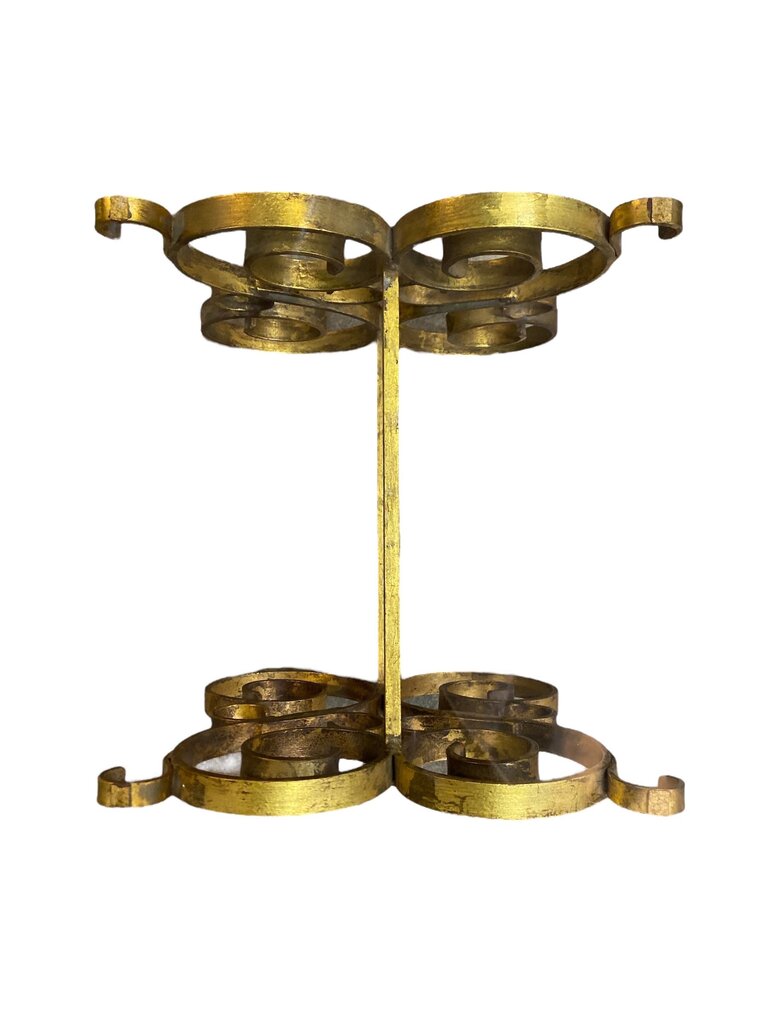 Hollywood Regency Gilt Glass and Iron Side Table