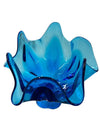 MCM L.E. Smith Peacock Blue Swung Glass 8" Footed Compote