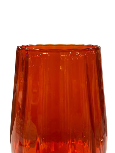 Vintage Orange Art Glass 15" Vase with Clear Stem