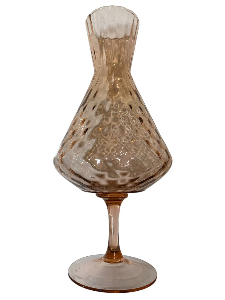 Rare Blush Pink Vintage Empoli Art Glass Pedestal Vase