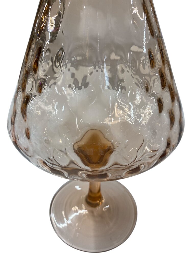 Rare Blush Pink Vintage Empoli Art Glass Pedestal Vase