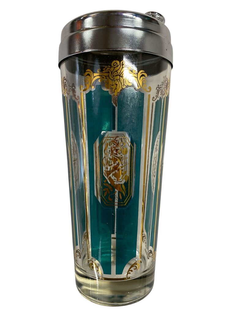 Rare Vintage Hazel Atlas Cocktail Shaker and Glasses Barware Set