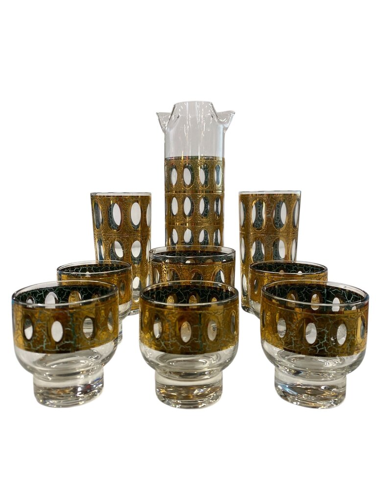 MCM Culver Pisa Decanter and Barware Set
