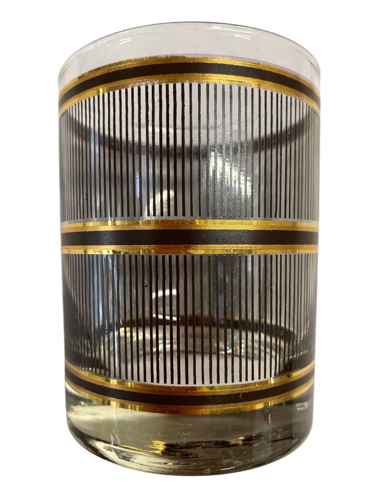Vintage Mid-Century Culver Georges Briard Gold and Black Band Double Old fashioned Glasses (Set of 6)