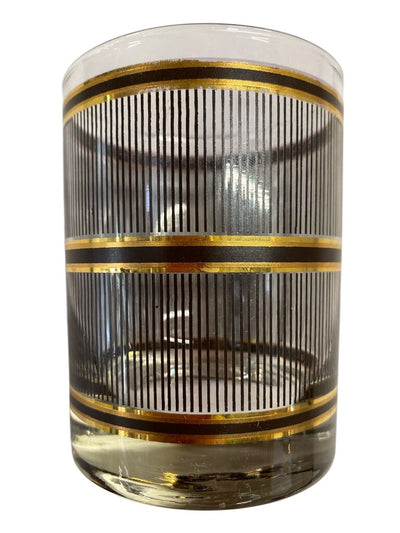 Vintage Mid-Century Culver Georges Briard Gold and Black Band Double Old fashioned Glasses (Set of 6)