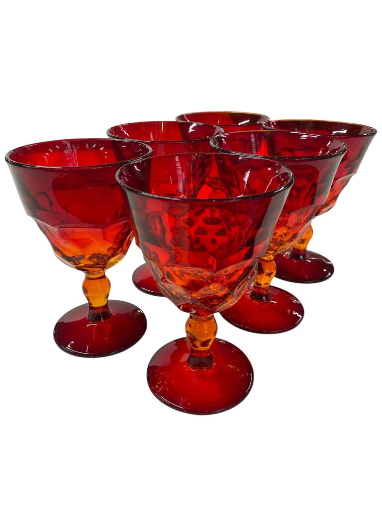 MCM 1960's Fostoria Argus Ruby Red Goblets (Set of 6)