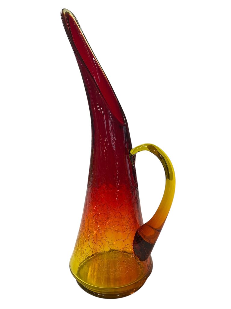 Vintage Kanawha Amberina 14" Crackle Glass Pitcher Vase