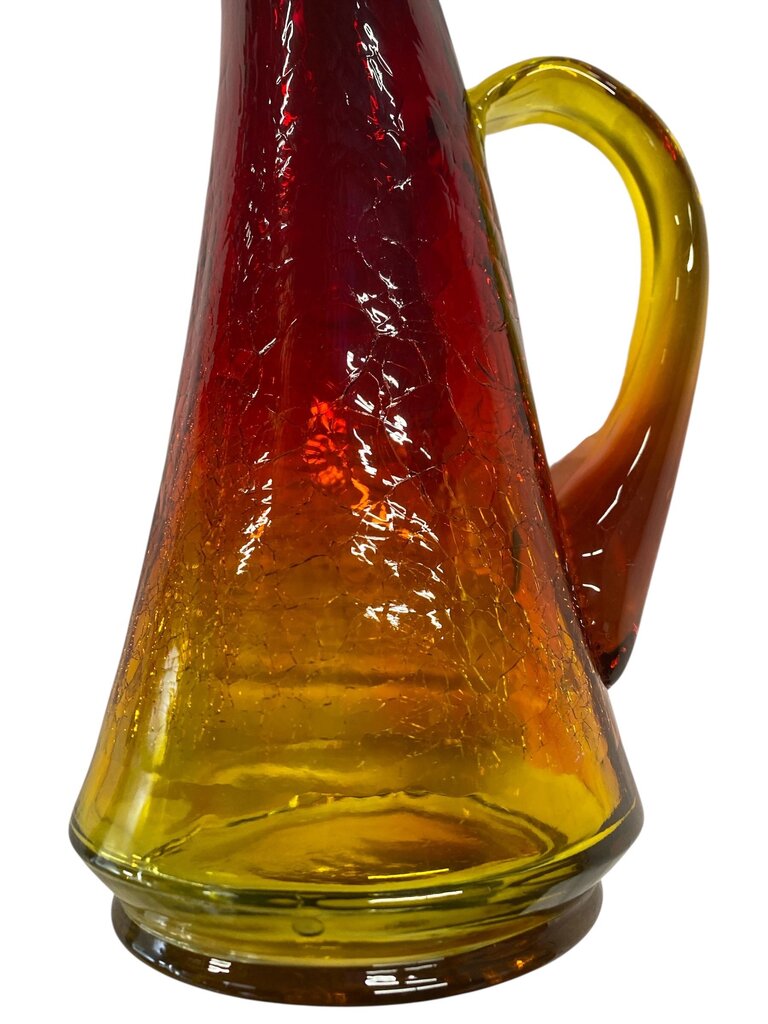 Vintage Kanawha Amberina 14" Crackle Glass Pitcher Vase