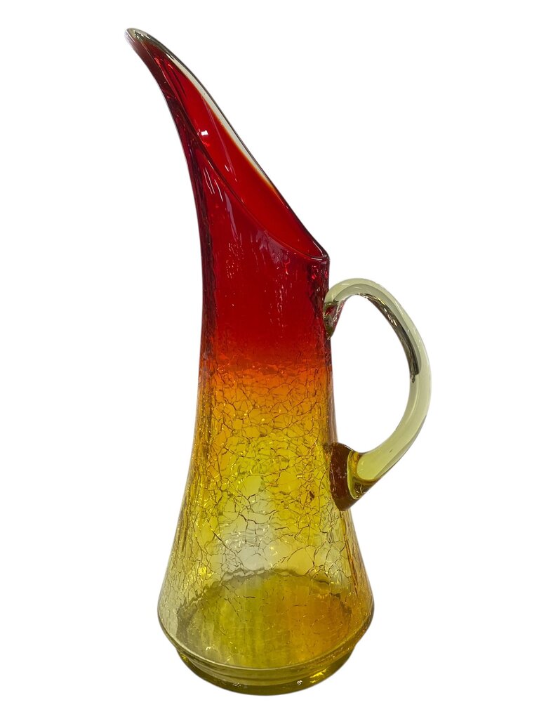 Vintage Kanawha Amberina 12" Crackle Glass Pitcher Vase