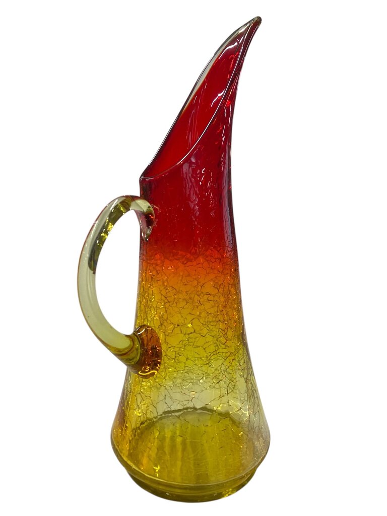 Vintage Kanawha Amberina 12" Crackle Glass Pitcher Vase