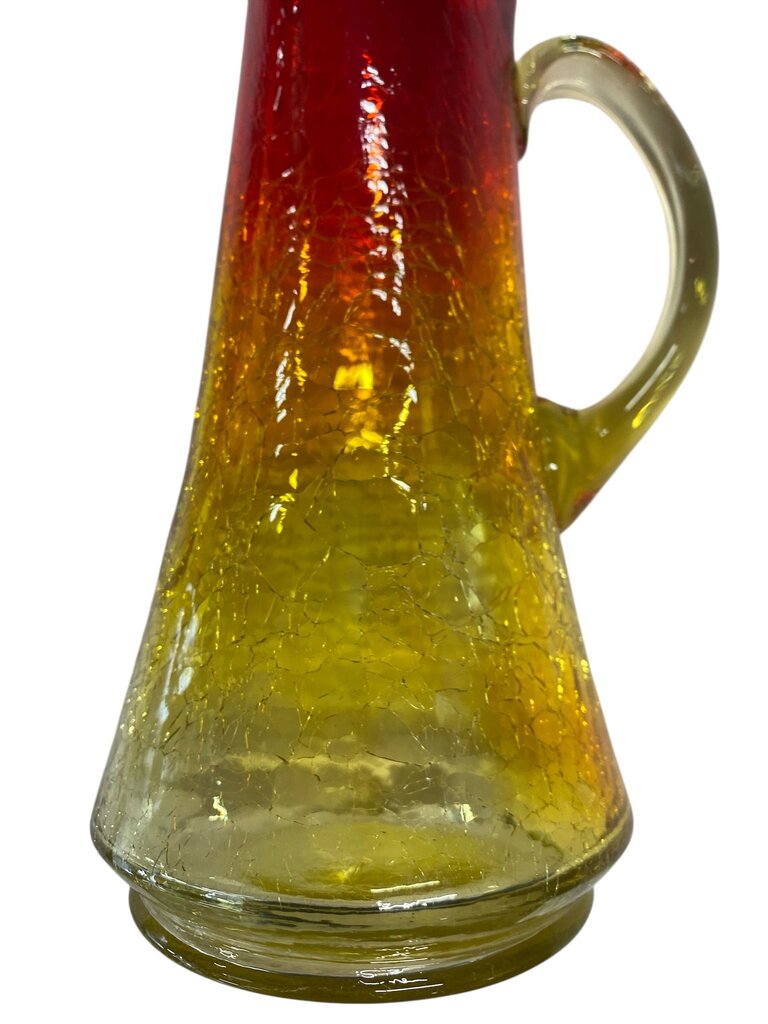 Vintage Kanawha Amberina 12" Crackle Glass Pitcher Vase