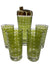 MCM Atomic Green Asterisk Cocktail Shaker and 4 Glasses (Set of 5)