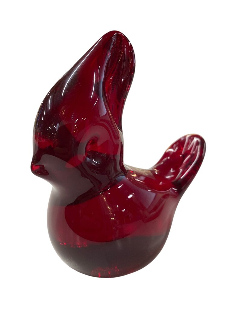 Vintage Viking Red Cardinal of Love Glass Paperweight b