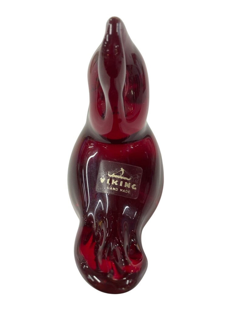 Vintage Viking Red Cardinal of Love Glass Paperweight b