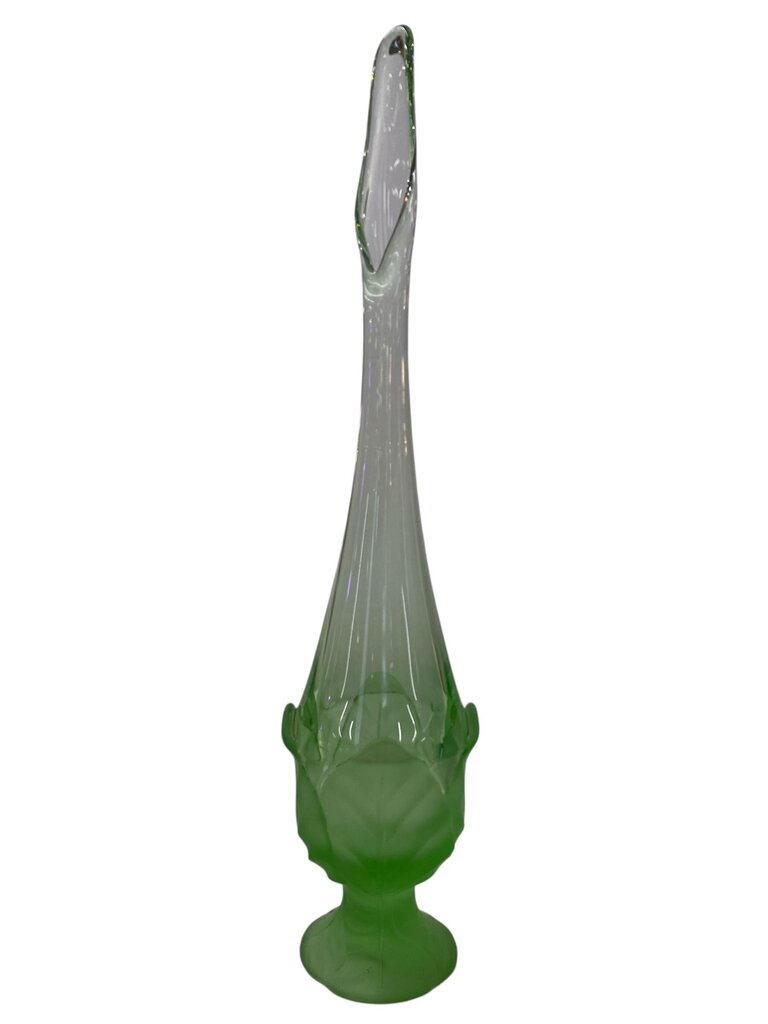 MCM Viking Green Frosted Cabbage Leaf Art Glass Vase