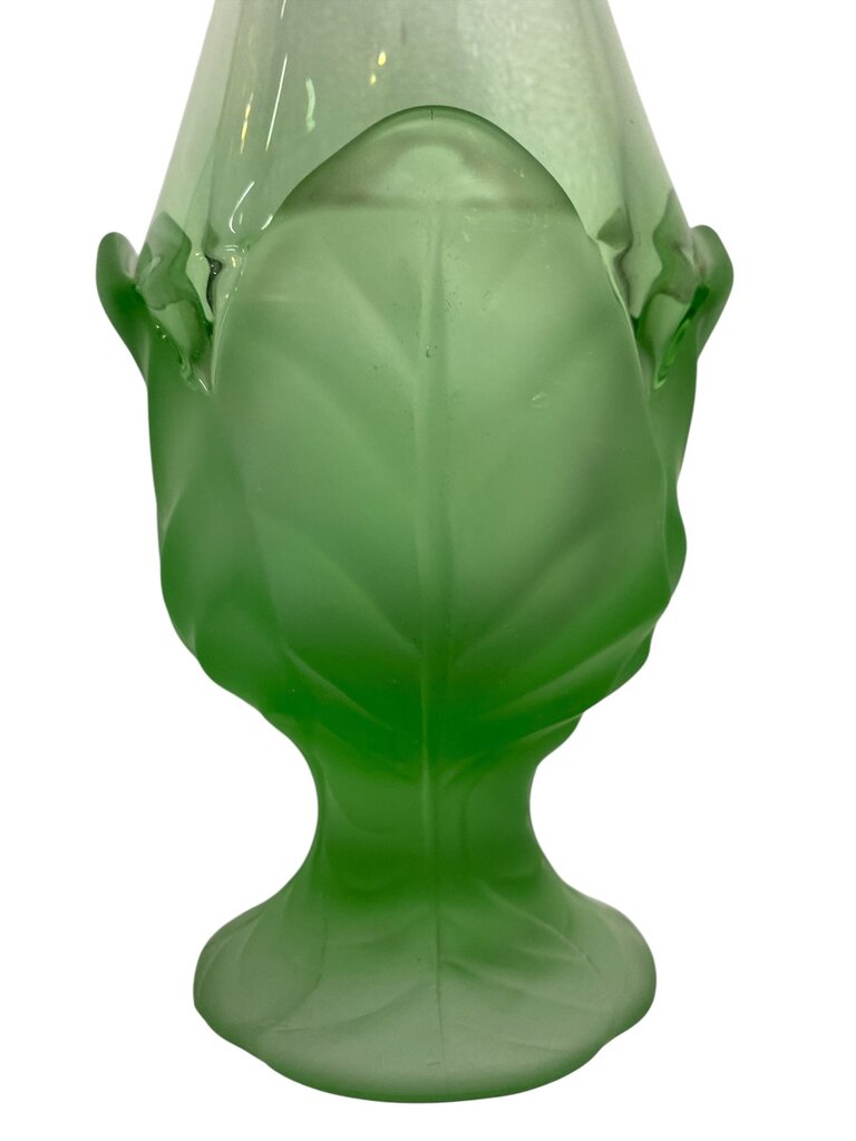 MCM Viking Green Frosted Cabbage Leaf Art Glass Vase