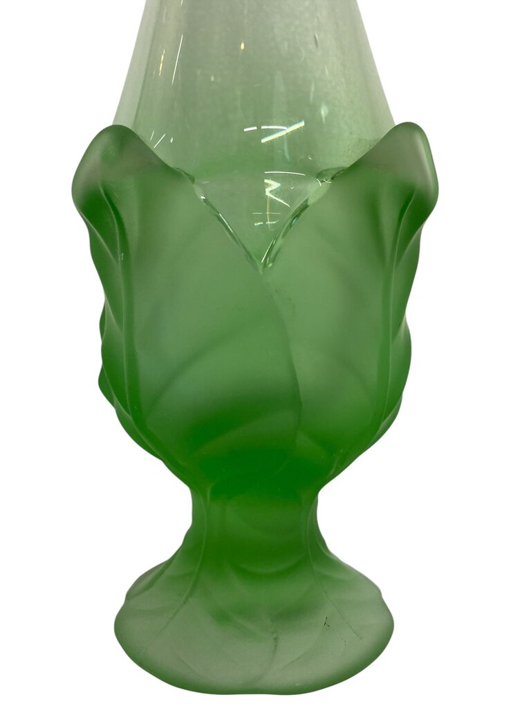 MCM Viking Green Frosted Cabbage Leaf Art Glass Vase
