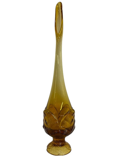 MCM Viking Amber Cabbage Leaf Art Glass Bud Vase