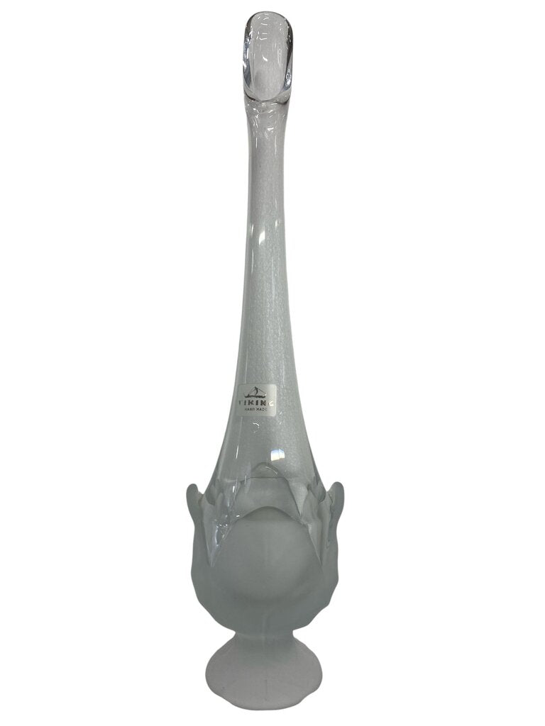 MCM Viking Frosted Cabbage Leaf Art Glass Bud Vase