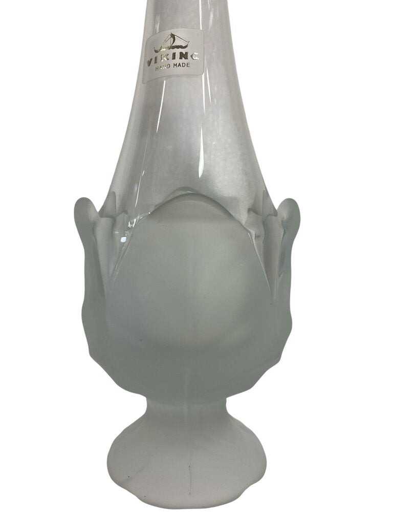 MCM Viking Frosted Cabbage Leaf Art Glass Bud Vase