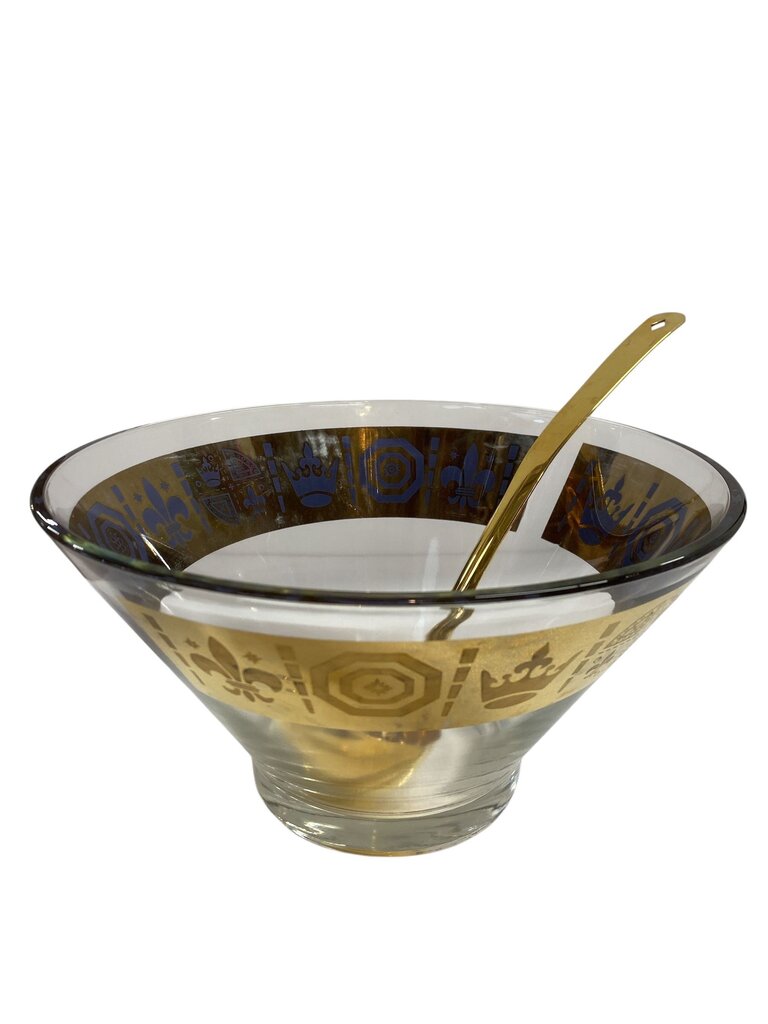 MCM Vito Bari 22K Gold Fleur de Lis Punch Bowl and Gold Ladle