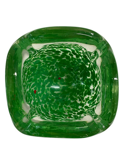 MCM Murano Speckled Green Art Glass Ashtray or Decorative Bowl