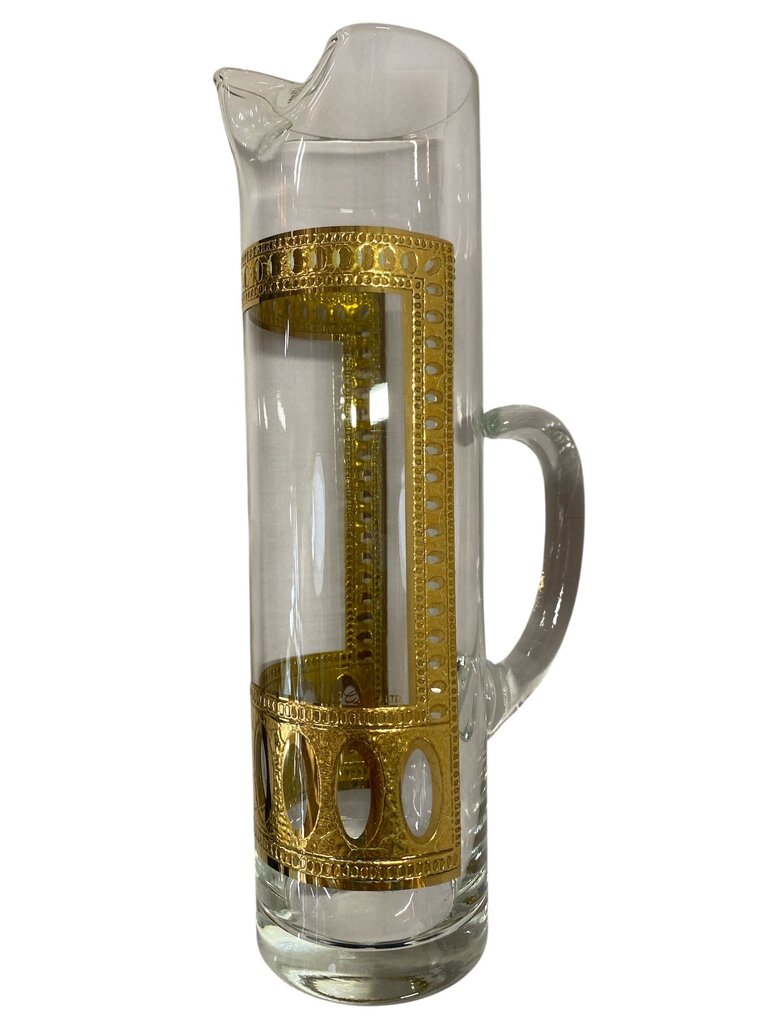 MCM Culver 22K Gold Antigua Decanter and Highball Glass Set (Set of 7)