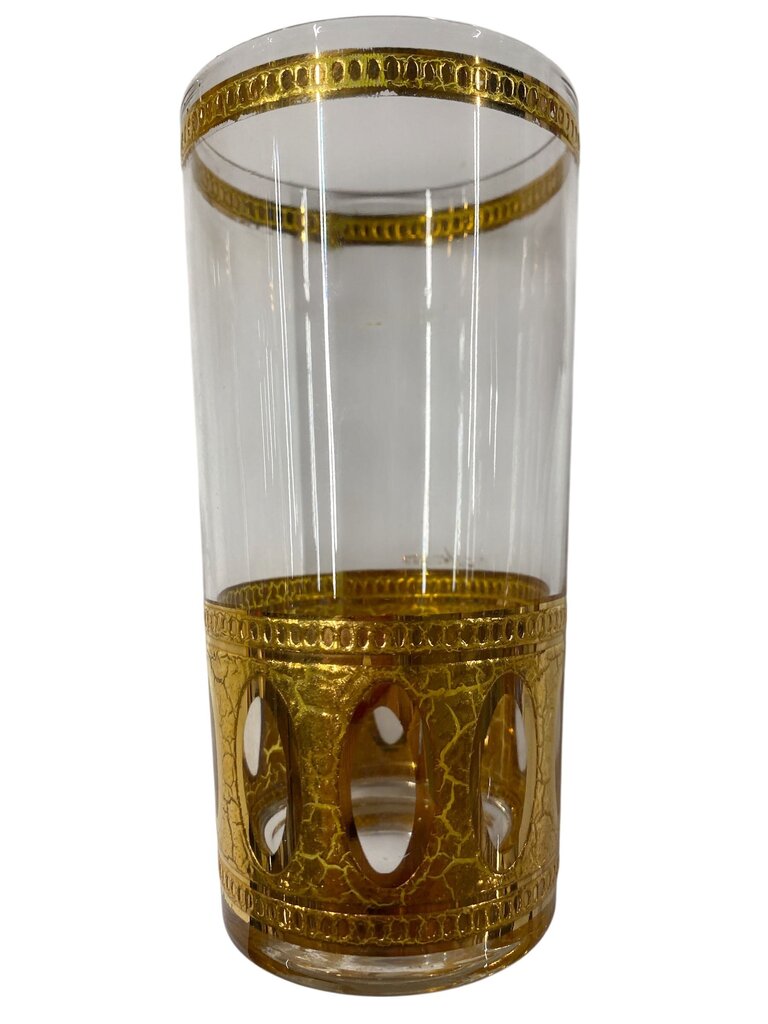 MCM Culver 22K Gold Antigua Decanter and Highball Glass Set (Set of 7)