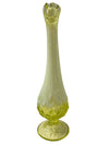 Vintage Fenton Lily of the Valley Topaz Opalescent Vaseline Glass Vase
