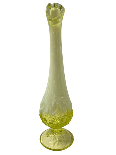 Vintage Fenton Lily of the Valley Topaz Opalescent Vaseline Glass Vase