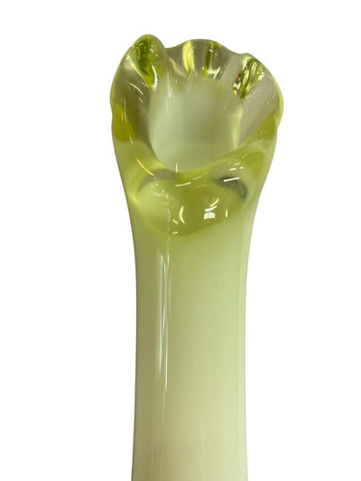 Vintage Fenton Lily of the Valley Topaz Opalescent Vaseline Glass Vase