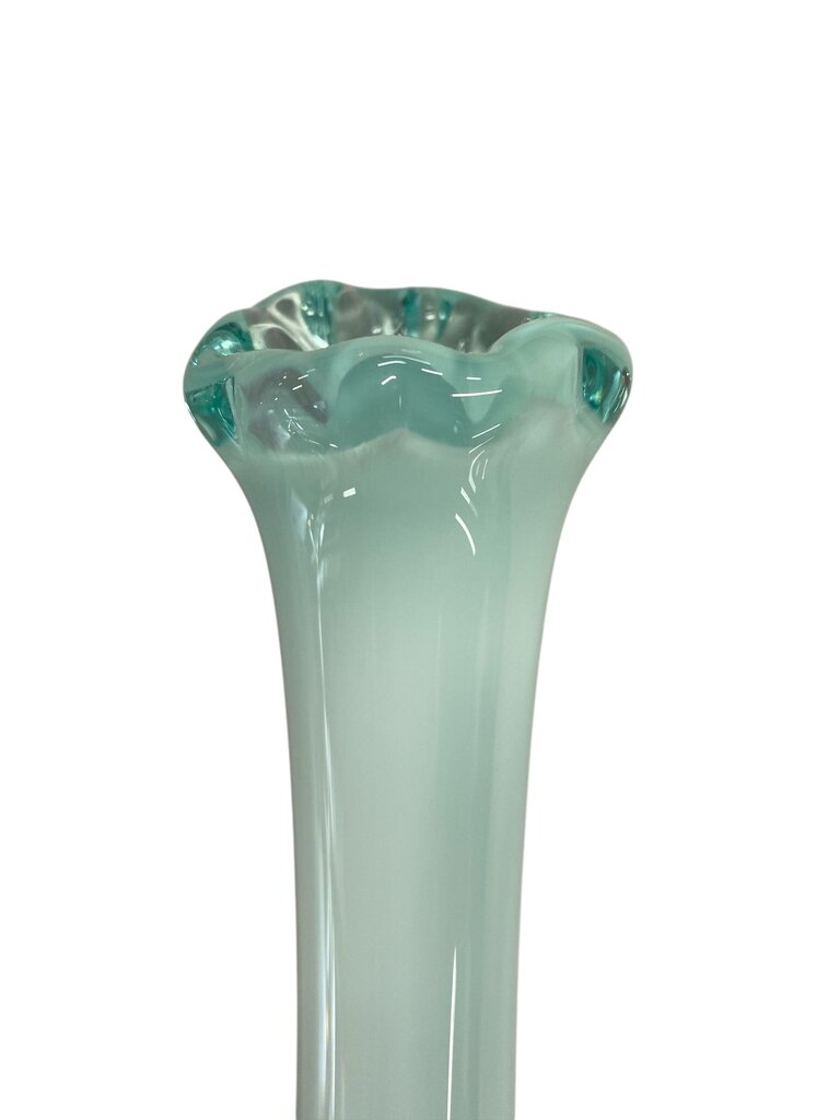 Vintage Fenton Turquoise Hobnail Opalescent Vaseline Glass Vase