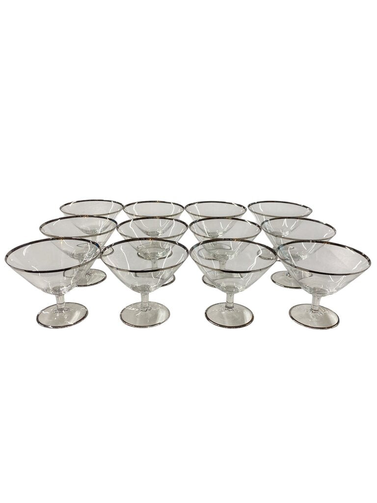 1960's Rosenthal Platinum Rimmed Crystal Champagne Coupes (Set of 12)