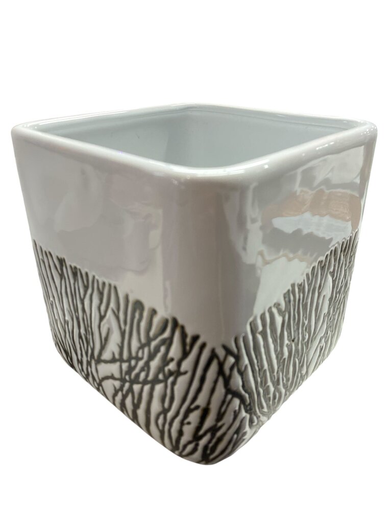 Branch Brown and White Pottery Cachepot