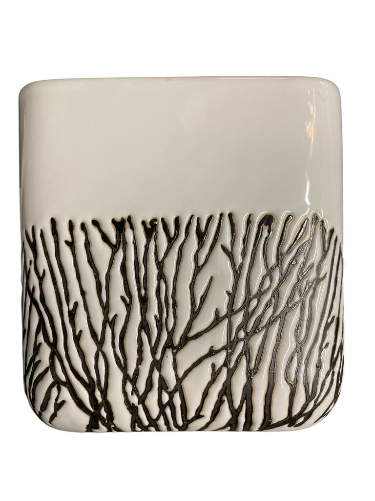 Branch Brown and White Pottery Cachepot