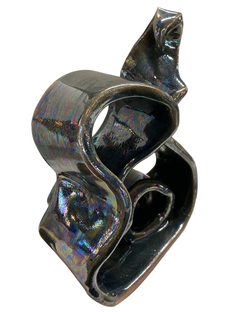 Iridescent Hematite Glazed Abstract Studio Pottery