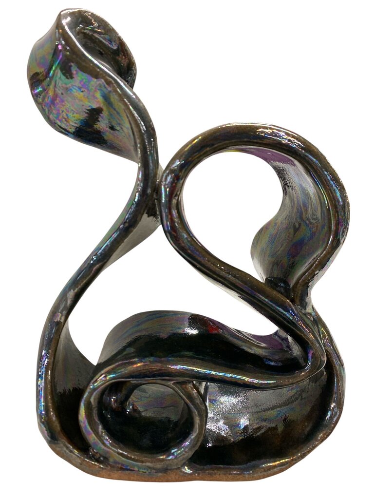 Iridescent Hematite Glazed Abstract Studio Pottery