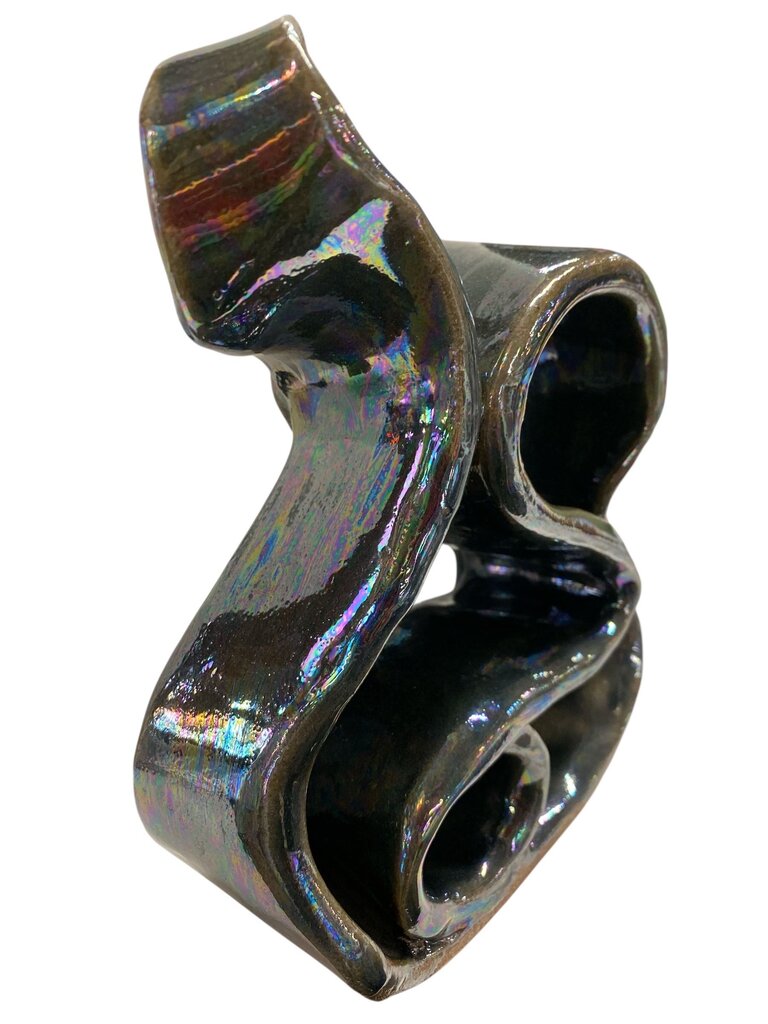 Iridescent Hematite Glazed Abstract Studio Pottery