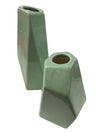 Pair of Mint Green Geometric Faceted Vases