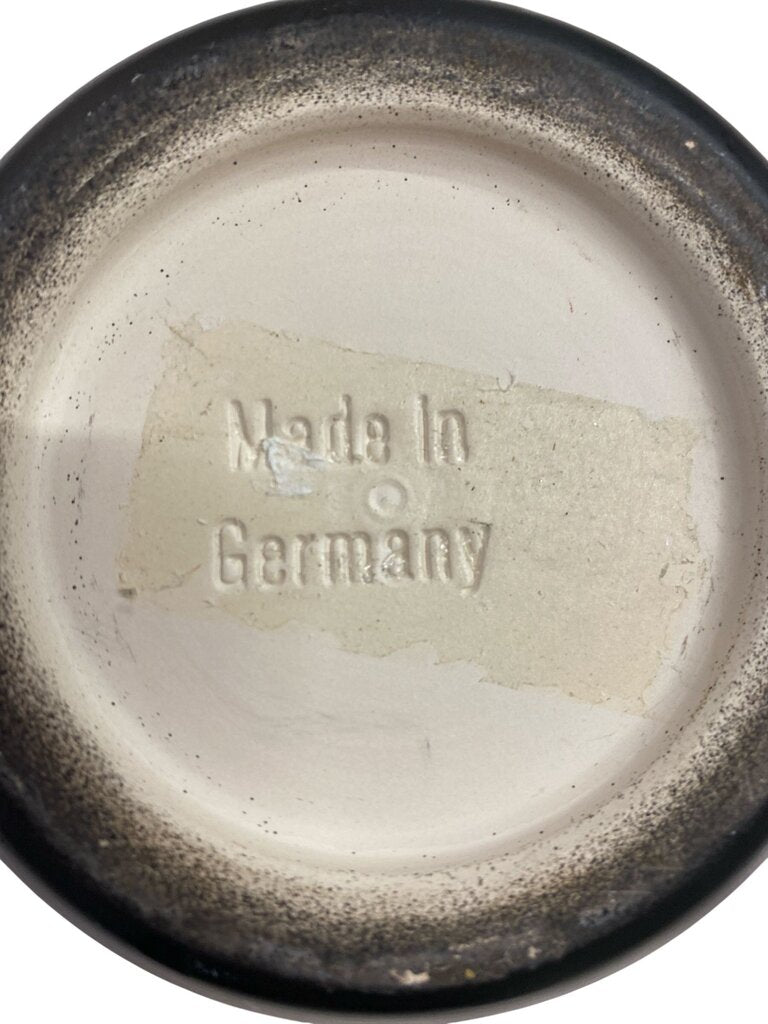 Matte Black Vintage German Ceramic Planter