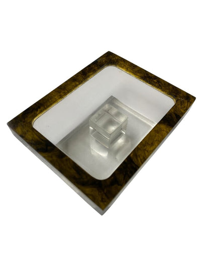 Vintage 70's Philippe Cheverny Lucite Soap Dish with Burled Lucite Detail