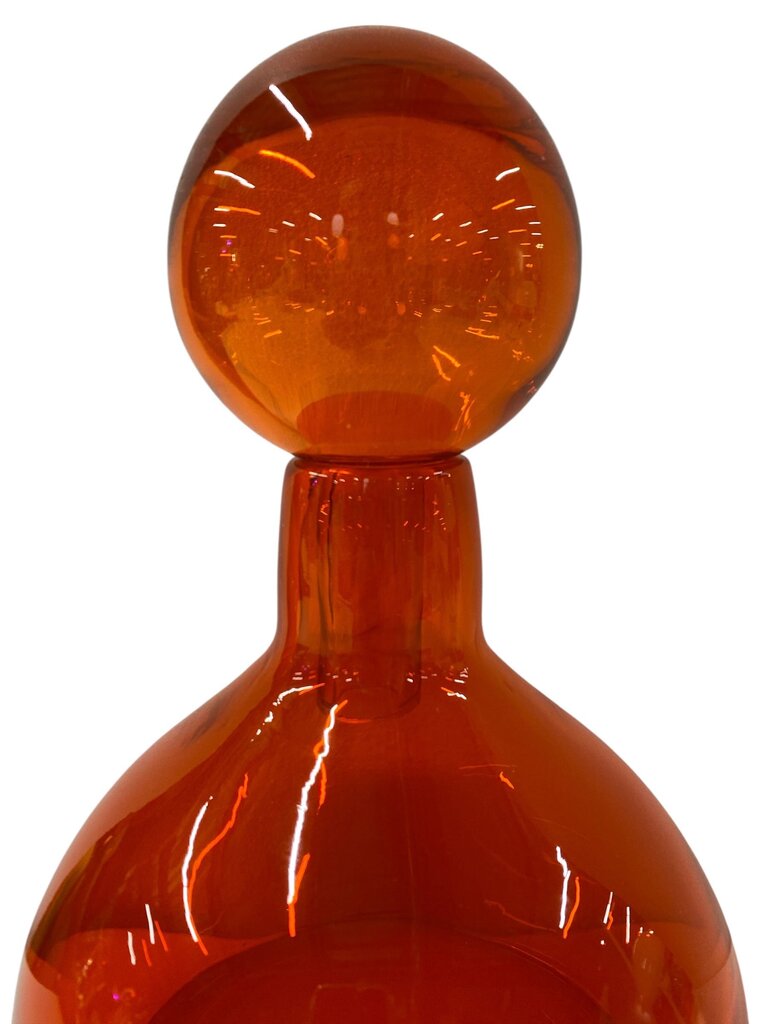 MCM Monumental Viterra Orange Art Glass Decanter