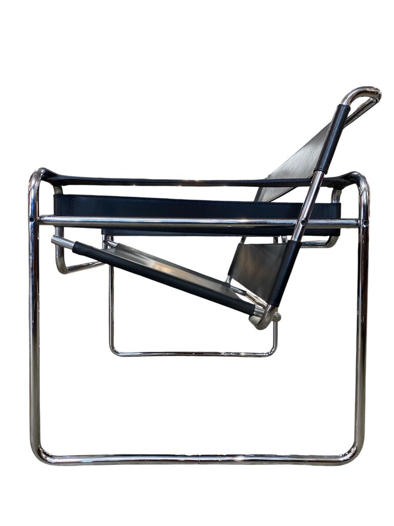 Pair of Authentic Chrome and Leather Wassily Chairs by Marcel Breuer (Set of 2)