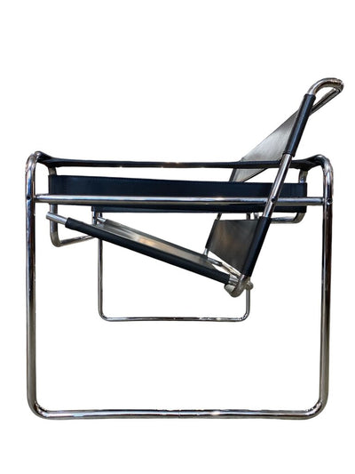 Pair of Authentic Chrome and Leather Wassily Chairs by Marcel Breuer (Set of 2)
