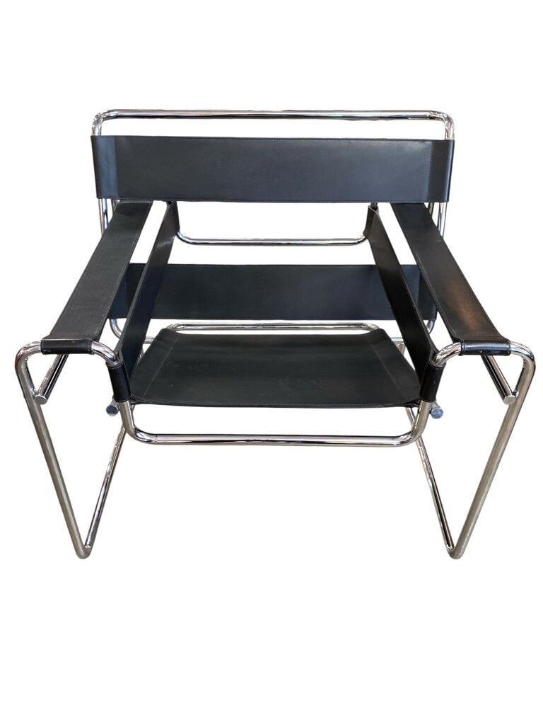 Pair of Authentic Chrome and Leather Wassily Chairs by Marcel Breuer (Set of 2)